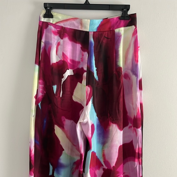 ZARA Satin Floral Print Palazzo Pant Trousers - Picture 9 of 16